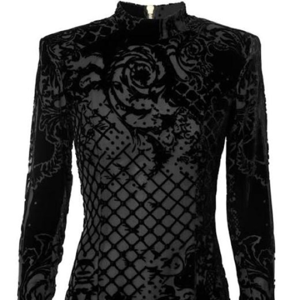 Balmain x H&M black velvet top.